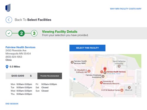 TWO, View Selected Facility Details