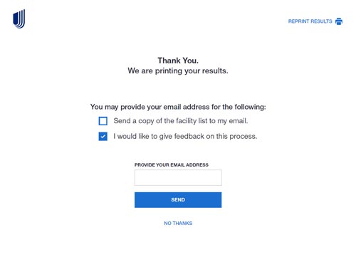Provide your email of your facility list. Or give feedback on this process.